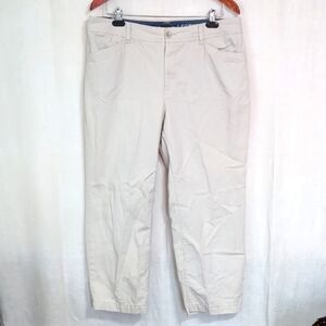 Eddie Bauer Light Khaki Straight Leg Cropped Pants Size 14 Tall